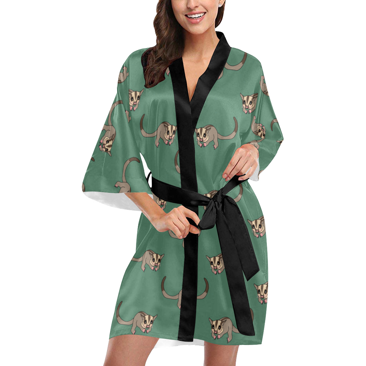 Sugar Glider Pattern Print Design 01 Women's Short Kimono