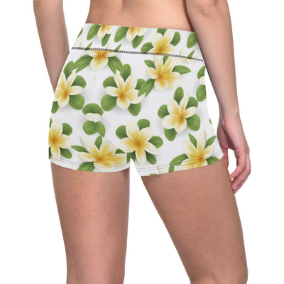 Yellow Plumeria Pattern Print Design PM012 Yoga Shorts