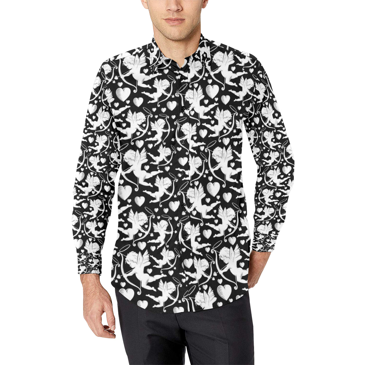 Cupid Pattern Print Design 04 Men's Long Sleeve Shirt