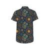 Owl Boho Style Pattern Print Design A04 Men's Short Sleeve Button Up Shirt