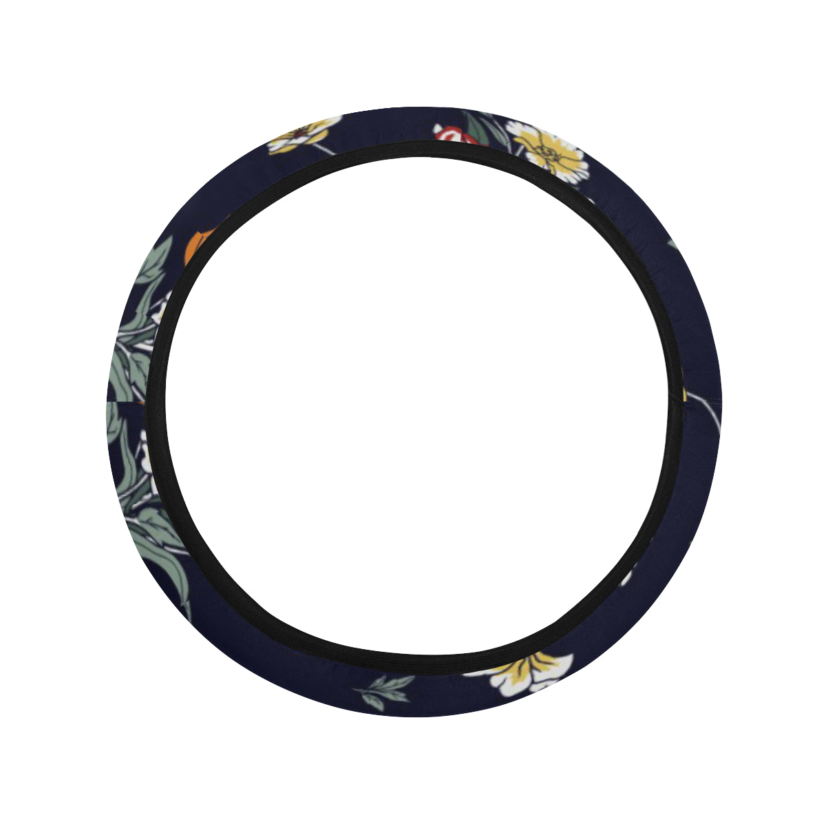 Summer Floral Pattern Print Design SF01 Steering Wheel Cover with Elastic Edge