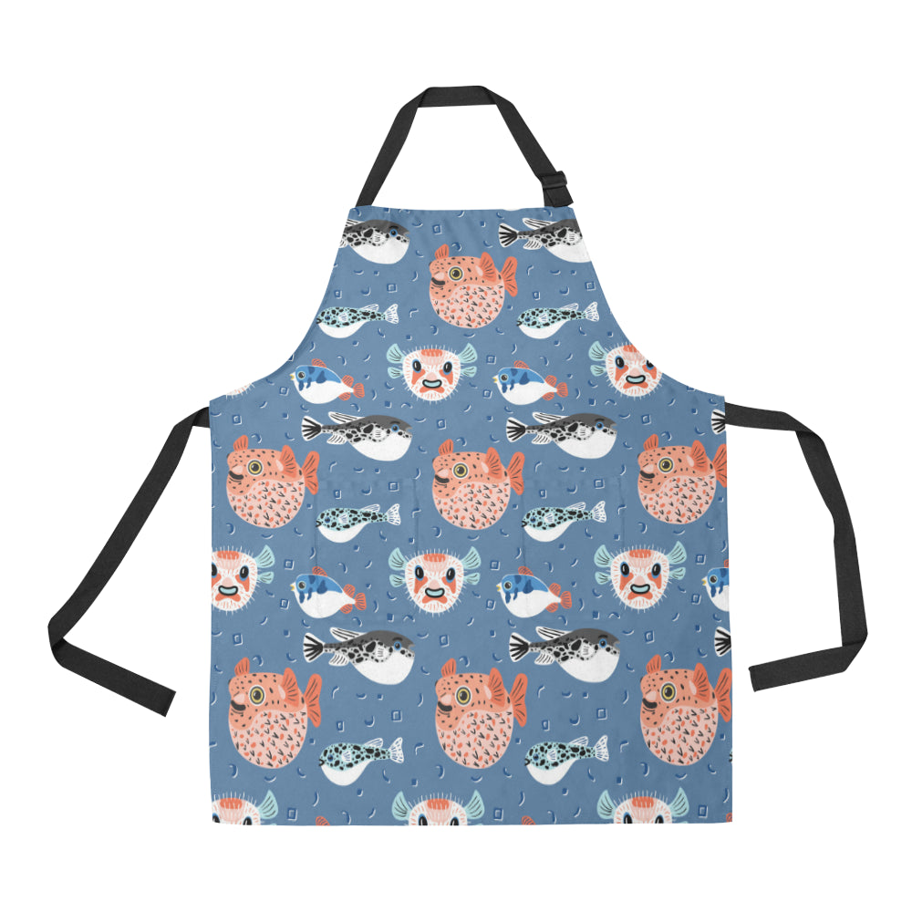 Fugu Pattern Print Design 02 Apron with Pocket
