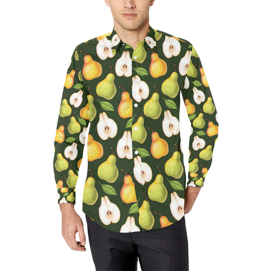 Pear Pattern Print Design PE06 Men's Long Sleeve Shirt