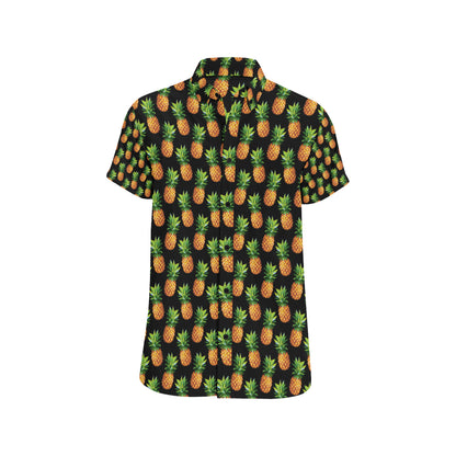 Pineapple Cute Print Design Pattern Men's Short Sleeve Button Up Shirt
