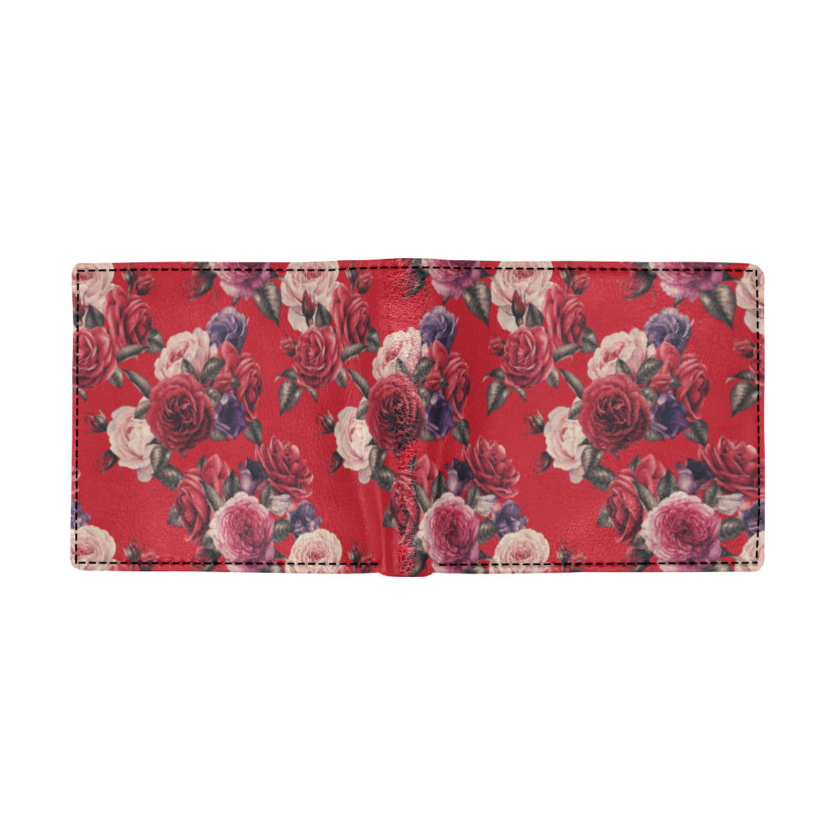 Rose Red Pattern Print Design RO07 Men's ID Card Wallet