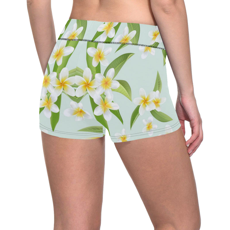 Yellow Plumeria Pattern Print Design PM024 Yoga Shorts