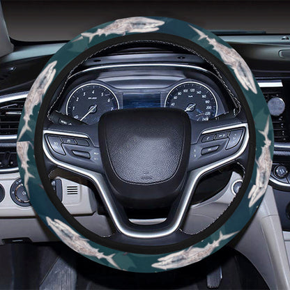 Shark Pattern Print Steering Wheel Cover with Elastic Edge