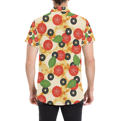 Pizza Pattern Print Design A05 Men's Short Sleeve Button Up Shirt