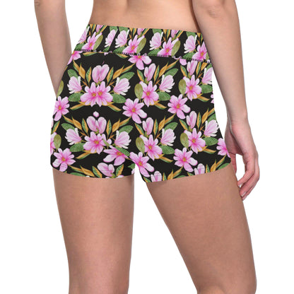 Magnolia Pattern Print Design MAG08 Yoga Shorts