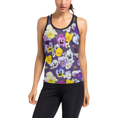 Pansy Pattern Print Design PS02 Women's Racerback Tank Top