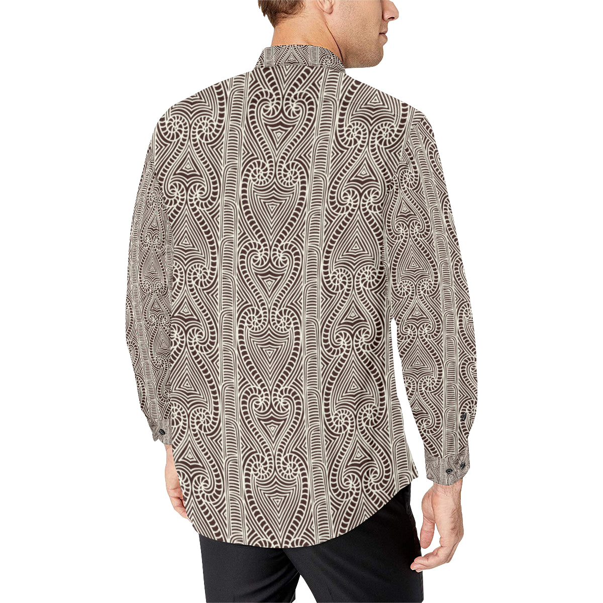 Maori Pattern Print Design 04 Men's Long Sleeve Shirt