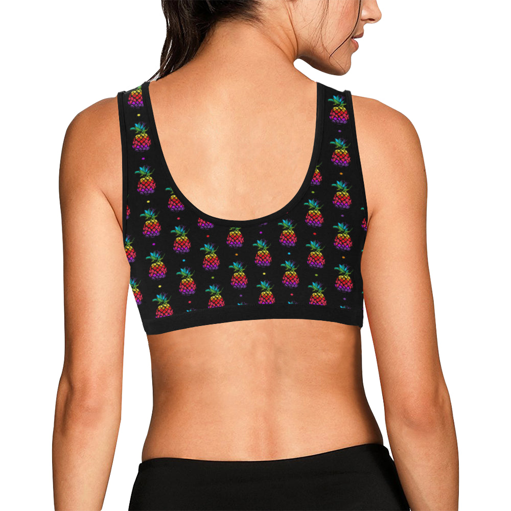 Pineapple Rainbow Dot Print Sports Bra
