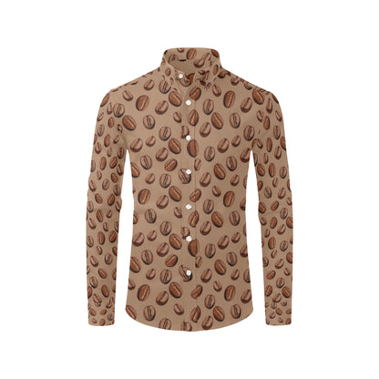 Coffee Pattern Print Design 07 Men's Long Sleeve Shirt