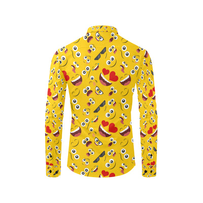 Emoji Face Print Pattern Men's Long Sleeve Shirt