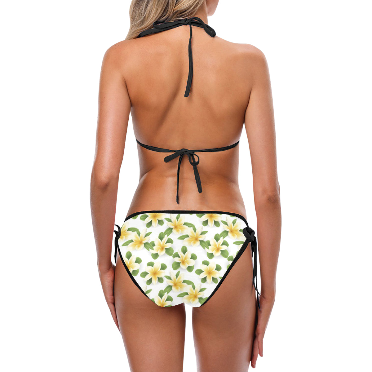 Yellow Plumeria Pattern Print Design PM012 Bikini