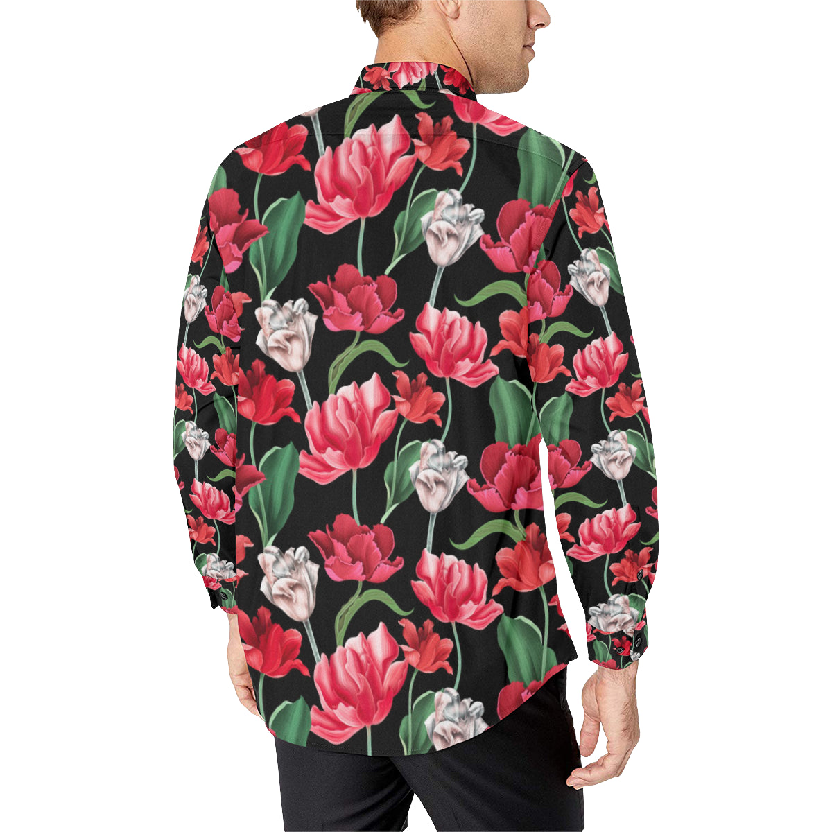 Tulip Pattern Print Design TP08 Men's Long Sleeve Shirt