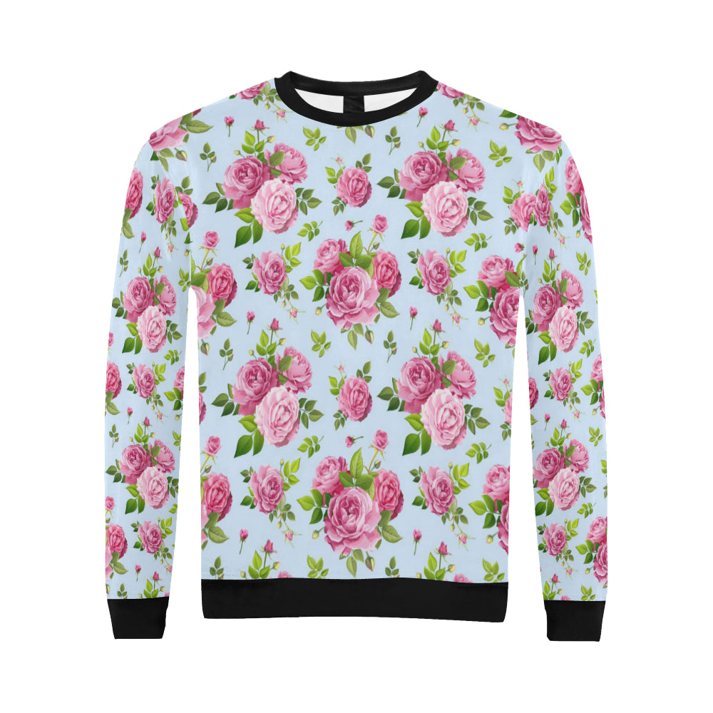Rose Pink Pattern Print Design RO08 Men Long Sleeve Sweatshirt