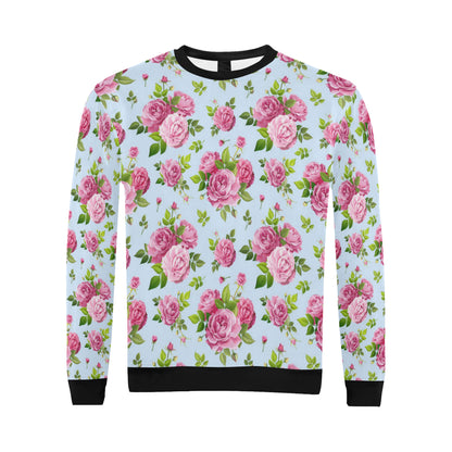 Rose Pink Pattern Print Design RO08 Men Long Sleeve Sweatshirt