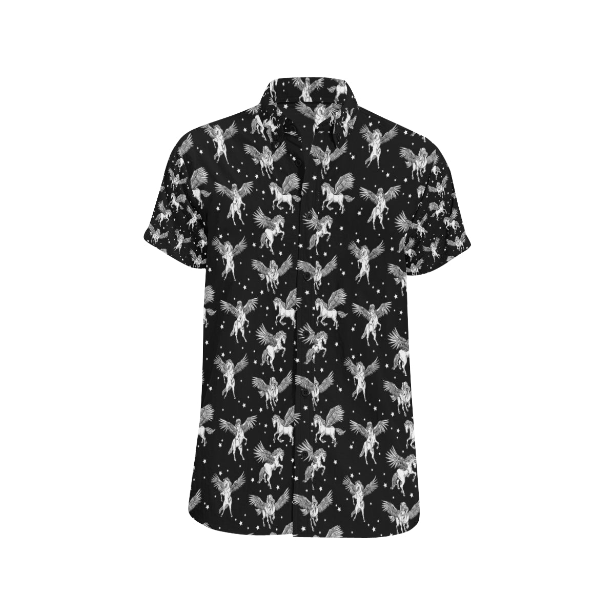 Pegasus Pattern Print Design 01 Men's Short Sleeve Button Up Shirt