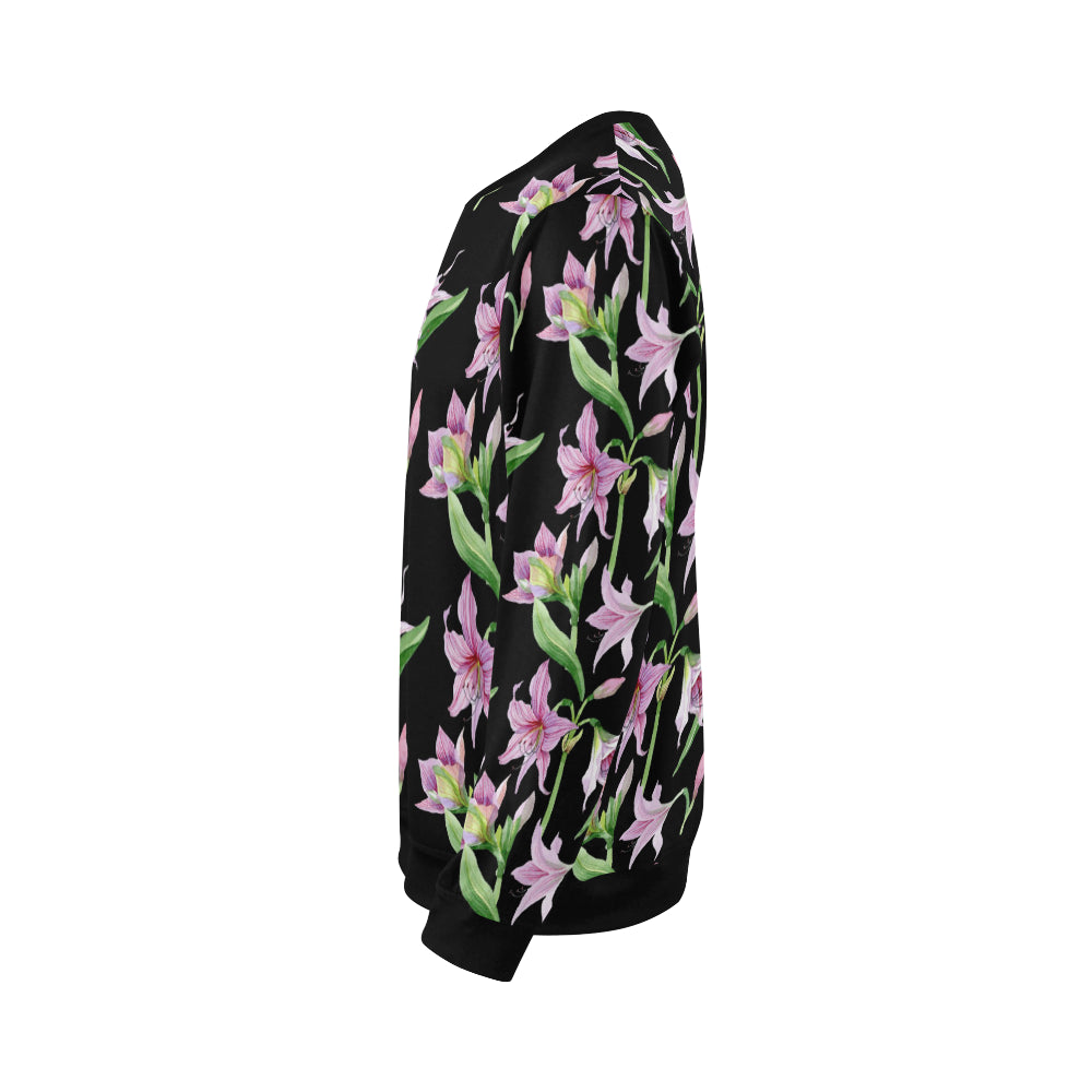 Amaryllis Pattern Print Design AL08 Men Long Sleeve Sweatshirt