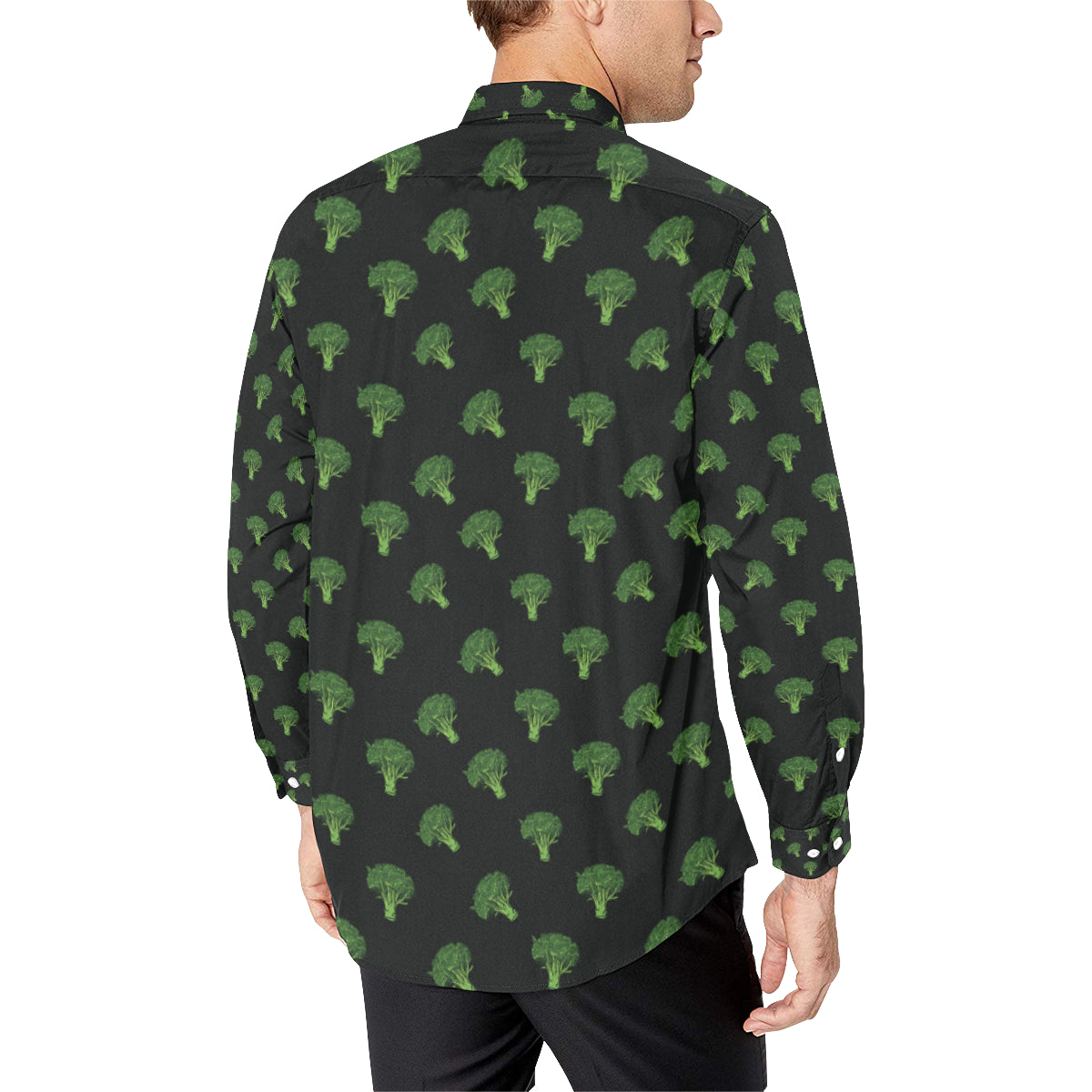 Broccoli Pattern Print Design 04 Men's Long Sleeve Shirt