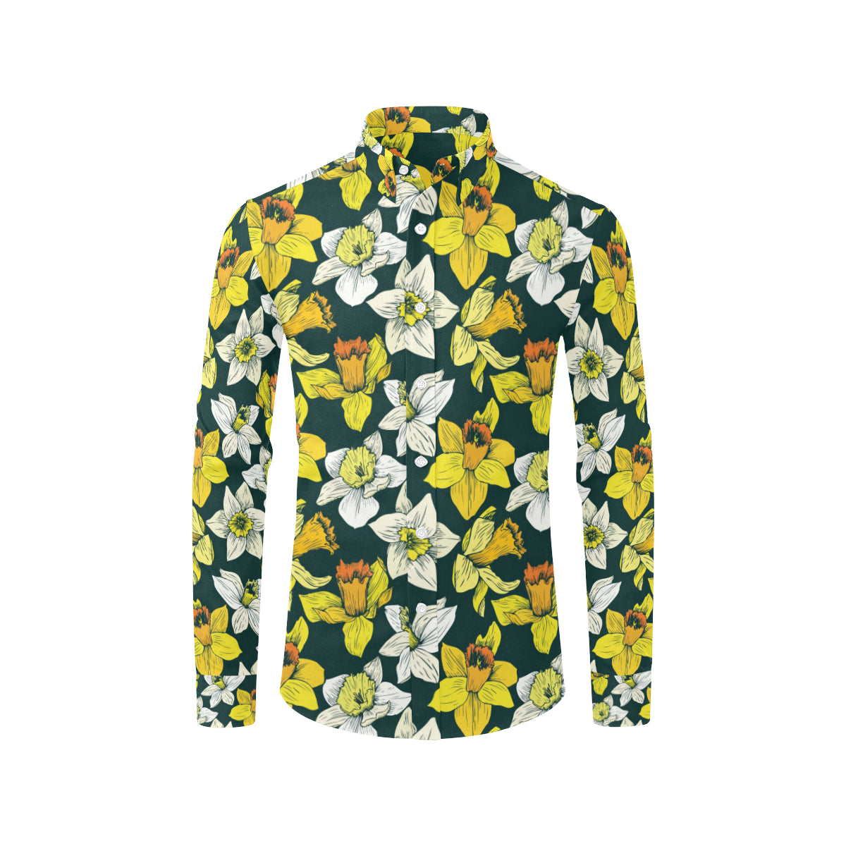 Daffodils Pattern Print Design DF02 Men's Long Sleeve Shirt