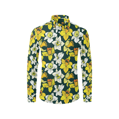 Daffodils Pattern Print Design DF02 Men's Long Sleeve Shirt