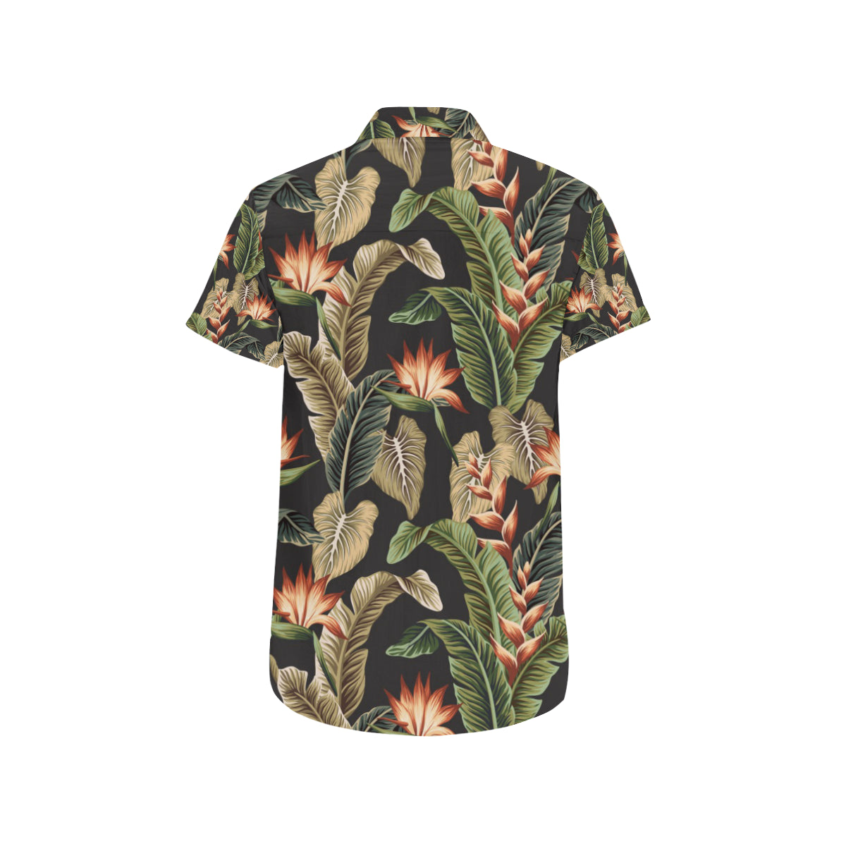Tropical Flower Pattern Print Design TF014 Men's Short Sleeve Button Up Shirt