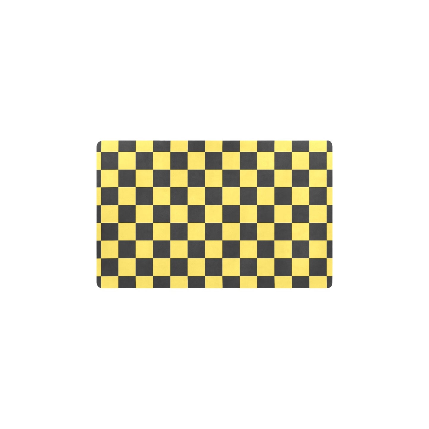 Checkered Yellow Pattern Print Design 03 Kitchen Mat