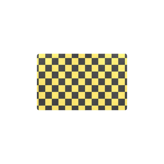 Checkered Yellow Pattern Print Design 03 Kitchen Mat