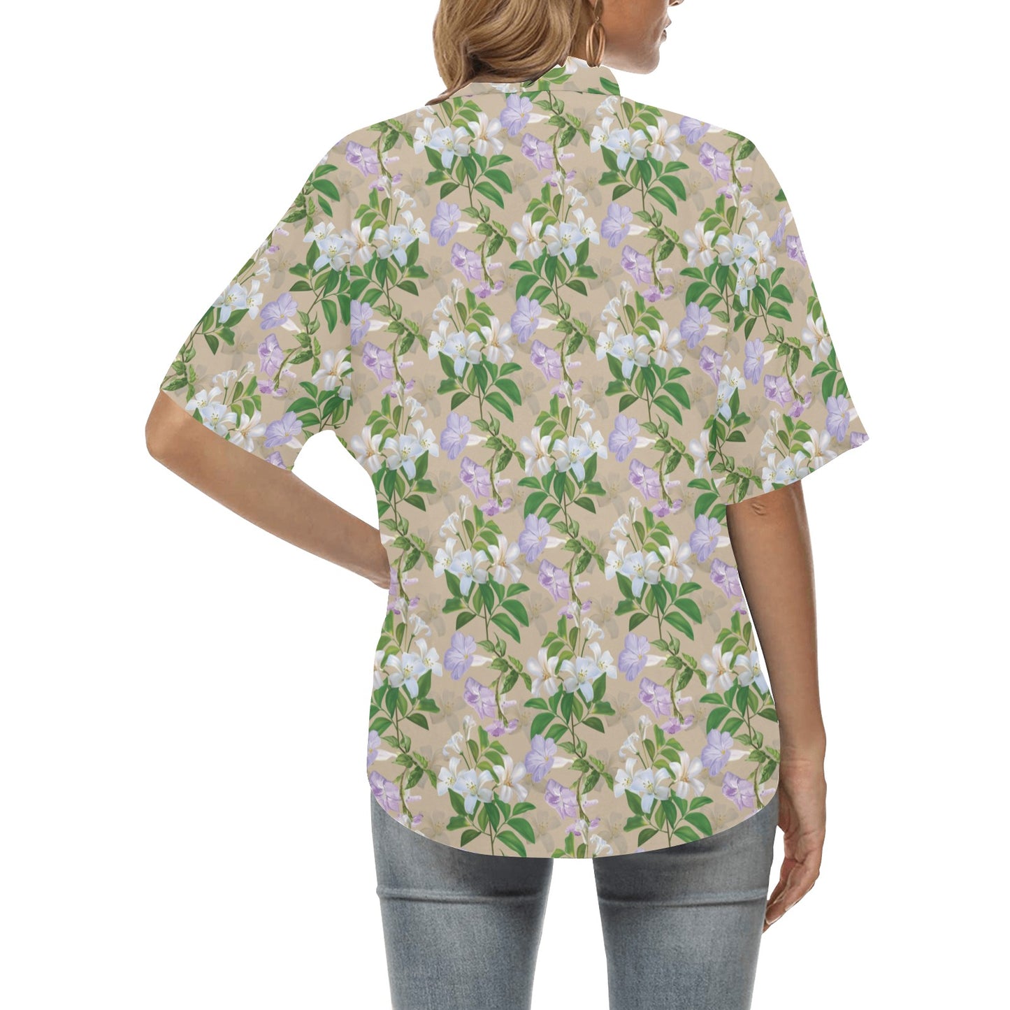 Sampaguita Print Design LKS302 Women's Hawaiian Shirt