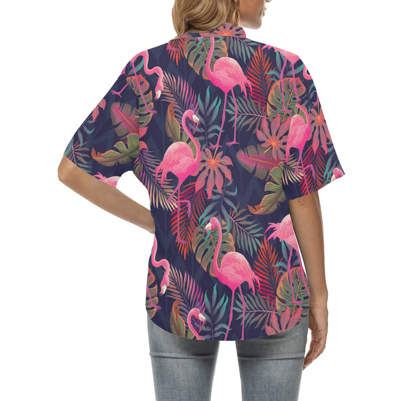 Flamingo Tropical Pattern Women's Hawaiian Shirt
