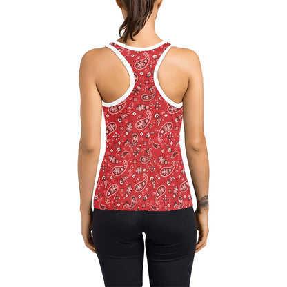 Bandana Paisley Red Print Design LKS3011 Women's Racerback Tank Top