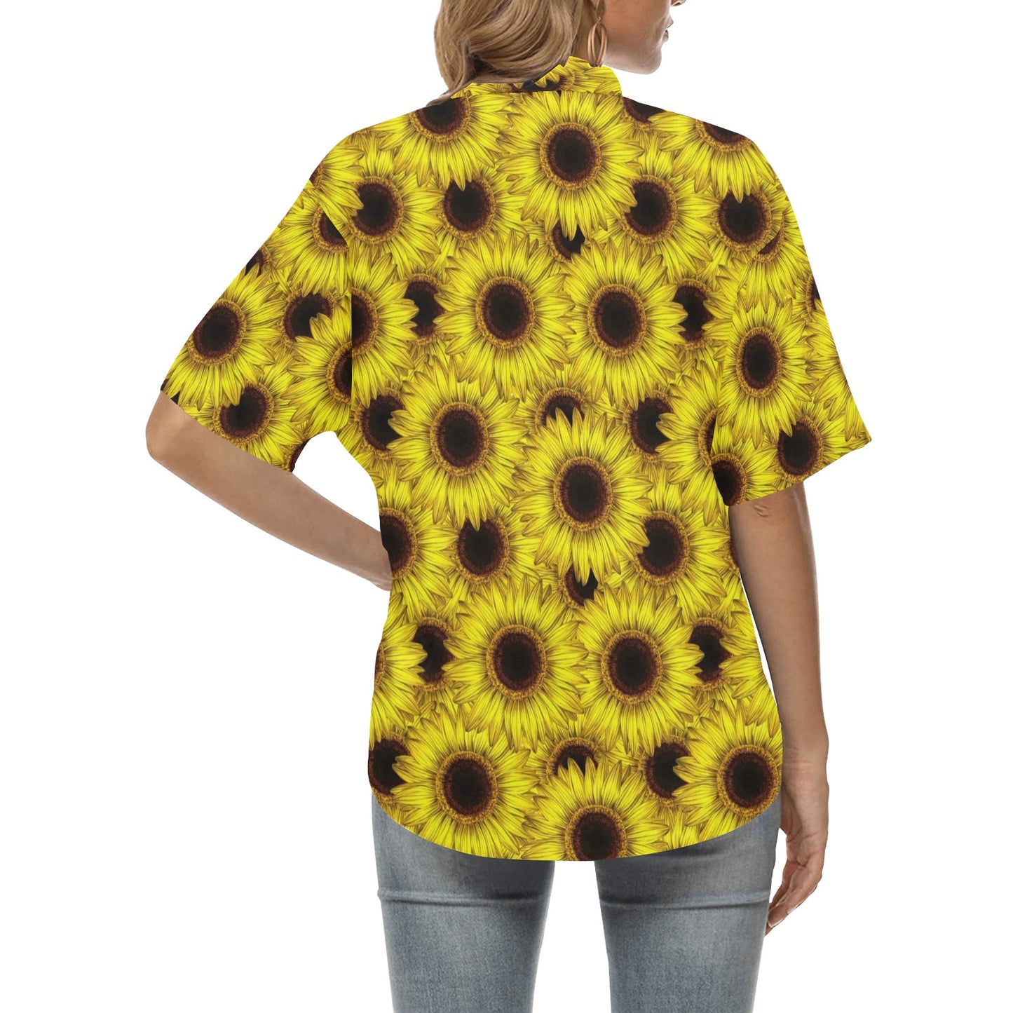 Sunflower Pattern Print Design SF011 Women's Hawaiian Shirt