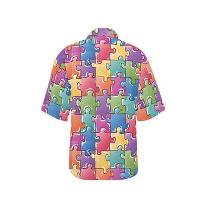 Puzzle Pattern Print Design A05 Women's Hawaiian Shirt