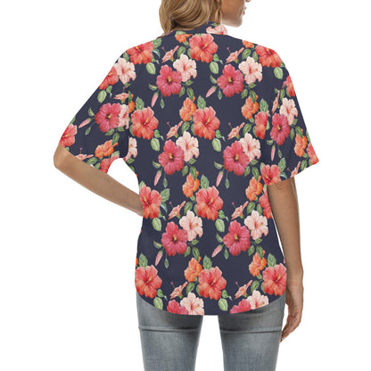 Tropical Flower Pattern Print Design TF020 Women's Hawaiian Shirt