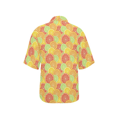 Grapefruit Pattern Print Design GF01 Women's Hawaiian Shirt