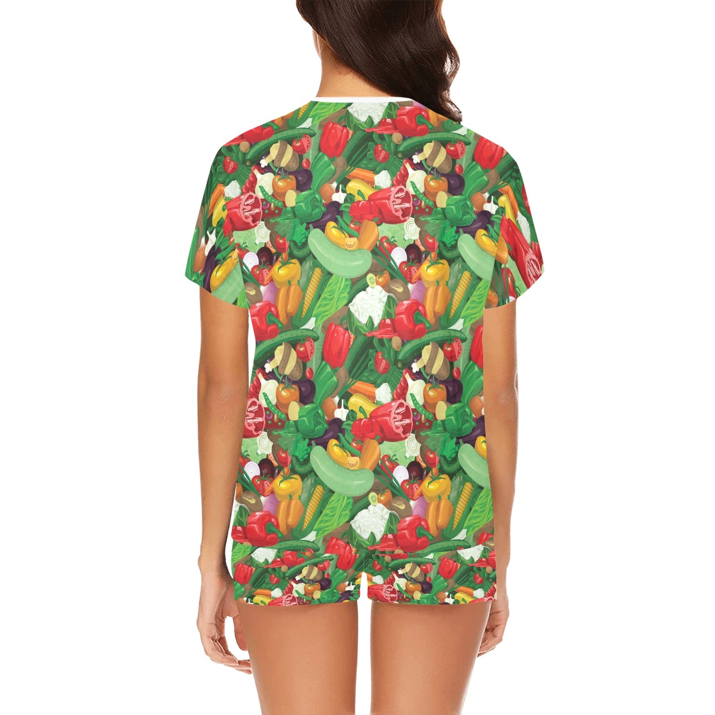 Salad Mix Vegetableprint Design LKS301 Women's Short Pajama Set