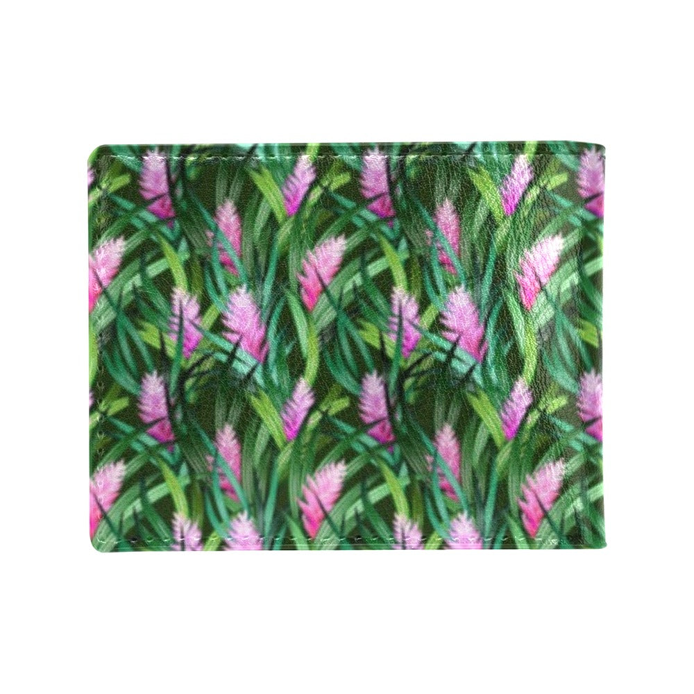 Tropical Folower Pink Heliconia Print Men's ID Card Wallet