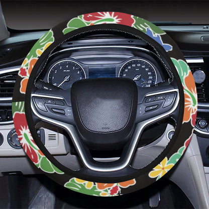 Hawaiian Themed Pattern Print Design H010 Steering Wheel Cover with Elastic Edge