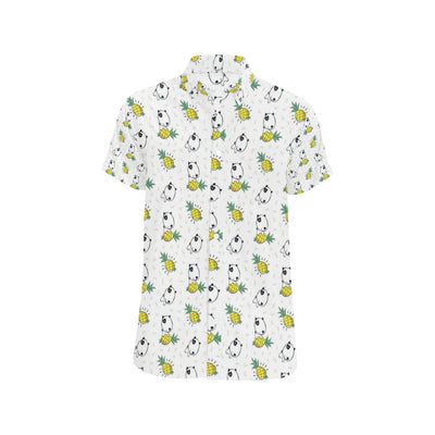 Bull Terriers Pattern Print Design 05 Men's Short Sleeve Button Up Shirt