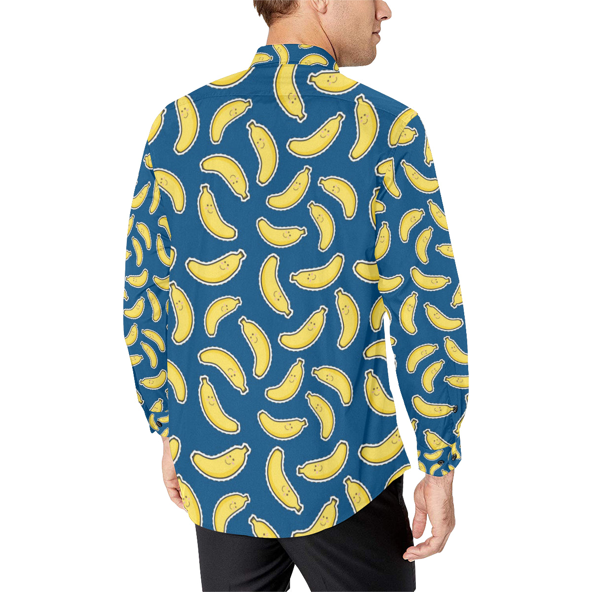Banana Pattern Print Design BA03 Men's Long Sleeve Shirt