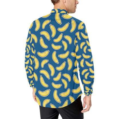 Banana Pattern Print Design BA03 Men's Long Sleeve Shirt