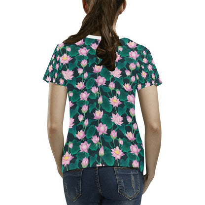 Water Lily Print Design LKS302 Women's  T-shirt