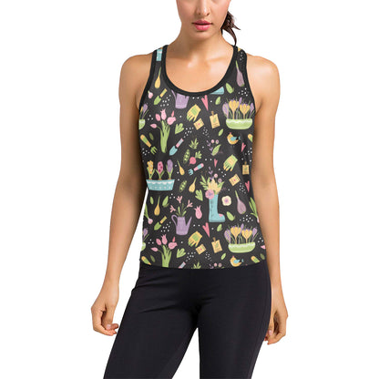 Gardening Pattern Print Design G03 Women's Racerback Tank Top