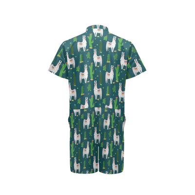 Llama Cactus Pattern Print Design 013 Men's Romper