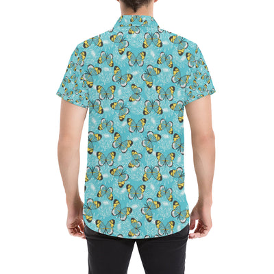 Butterfly Pattern Print Design 010 Men's Short Sleeve Button Up Shirt