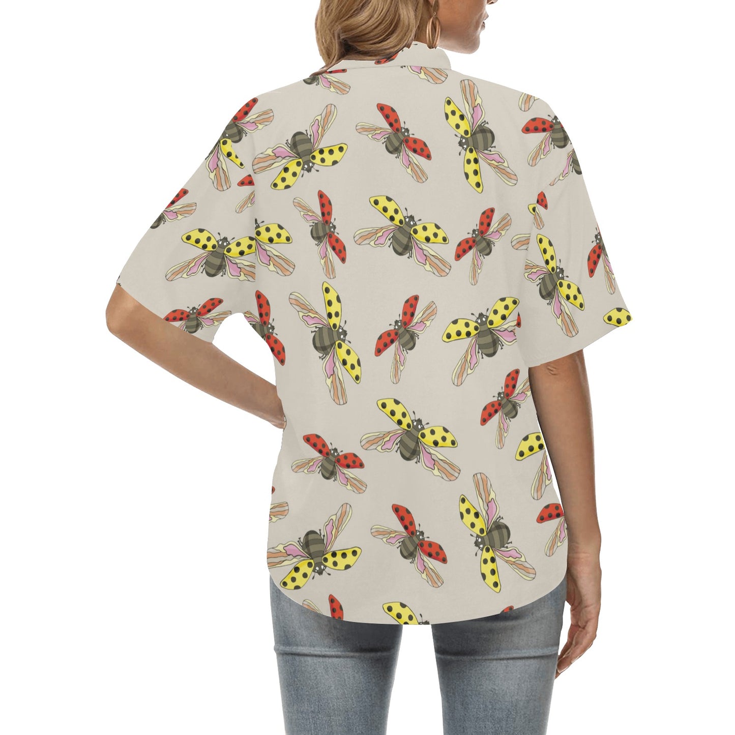 Ladybug Pattern Print Design 04 Women's Hawaiian Shirt