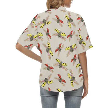 Ladybug Pattern Print Design 04 Women's Hawaiian Shirt