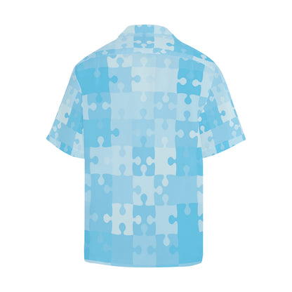 Puzzle Blue Pattern Print Design A04 Men's Hawaiian Shirt